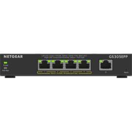 Netgear GS305EPP Ethernet Switch, 5 Ports, Manageable, 2 Layer Supported, 120 W PoE Budget