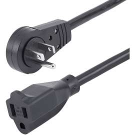 StarTech.com 10ft Power Extension Cord, Rotating Flat Plug Extension Cord, NEMA 5-15P to NEMA 5-15R Cable, 16 AWG, 125V/15A, UL Certified, 360 degree rotating flat plug extension cord, Use 3ft power extension cord w/ wall outlet/power bar without blocking