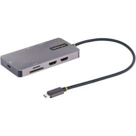 StarTech.com USB C Multiport Adapter, Dual HDMI, 4K 60Hz, 2x 5Gbps USB-A 3.1 Hub, 100W Power Delivery, GbE, SD/MicroSD, USB C Mini Dock, USB C Multiport Adapter w/dual 4K60Hz HDMI 2.0b HDR video via DP 1.4/DSC, MST (4K60 GPU dependent), Alternative to DK3