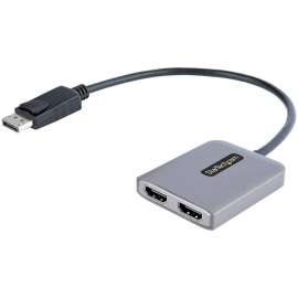 StarTech.com DP to Dual HDMI MST HUB, Dual HDMI 4K 60Hz, 2 Port DisplayPort Multi Monitor Adapter with 1ft/30cm Cable, DP 1.4 ,  DSC ,  HBR3, DisplayPort to Dual HDMI MST Hub for Dual 4K 60Hz, DP 1.4/DSC/HBR3/32.4Gbps/HDR/2.1ch Audio/MST
