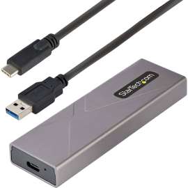 StarTech.com USB-C 10Gbps to M.2 NVMe or M.2 SATA SSD Enclosure, Tool-free M.2 PCIe/SATA SSD Aluminum Enclosure, USB-C & USB-A Host Cables, PCIe M+B-Key M.2 NVMe AHCI and SATA M Key M2 NGFF SSDs (2230/2242/2260/2280) compatible adapter, Tool-less install,