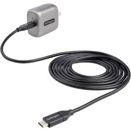 StarTech.com 30W USB-C Wall Charger, Portable GaN Charger w/ USB Power Delivery Fast Charging, USB-IF Certified, 6ft Cable, USB-C Charger, 30 Watt GaN PD Universal USB-C laptop AC wall charger with 6ft cable, Compact power cube, USB type C portable fast c