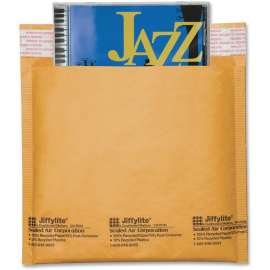 Jiffylite Self-Seal Bubble Mailer, CD, Barrier Bubble Lining, Self-Adhesive Closure, 7.25 x 8, Light Brown Kraft, 25/Carton