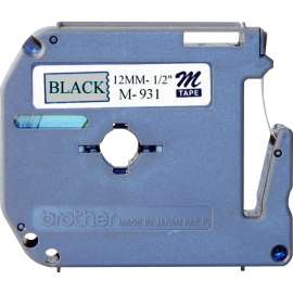 M Series Tape Cartridge for P-Touch Labelers, 0.47" x 26.2 ft, Black on Silver