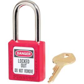 Government Safety Lockout Padlock, Zenex, 1 1/2", Red, 1 Key, 6/Box