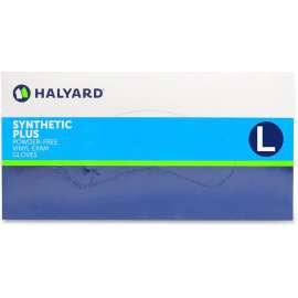 Halyard Synthetic Plus PF Vinyl Exam Gloves, Clear, Large, 100/Box