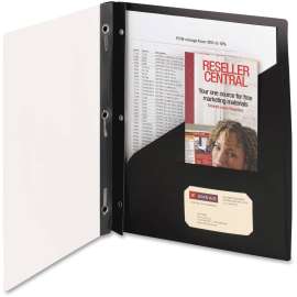 Clear Front Poly Report Cover With Tang Fasteners, 8-1/2 x 11, Black, 5/Pack