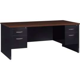 Lorell Walnut Laminate/Black Steel Modular Desking