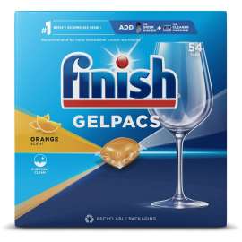FINISH Dish Detergent Gelpacs, Orange Scent, 54 Gelpacs/Box, 4 Boxes/Case