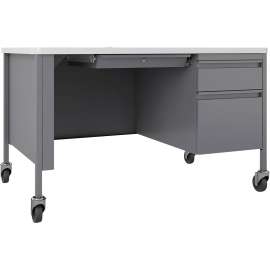 Lorell Fortress White Top/Platinum Teachers Desk