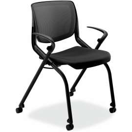 Motivate Nesting/Stacking Flex-Back Chair, Onyx Seat/Black Back, Black Base