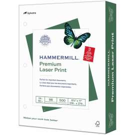 Premium Laser Print Paper, 98 Bright, 3-Hole, 24 lb Bond Weight, 8.5 x 11, White, 500/Ream