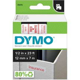 D1 High-Performance Polyester Removable Label Tape, 0.5" x 23 ft, Red on White