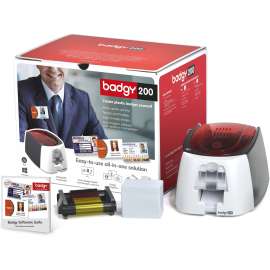 Evolis Badgy200 All-In-On ID Card Printing Solution by Evolis with Badge Studio Software, Print Professional Custom ID's On Demand, 40 Card Feeder, 40 Card Output Hopper, 11 Second Mono