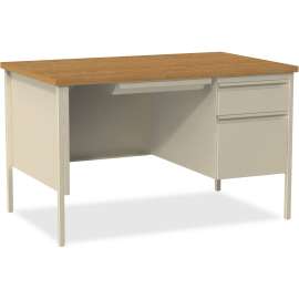 Lorell Fortress Series Oak Laminate/Putty Desk