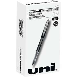 uniball Vision Elite Rollerball Pen, Black, 1 Dozen