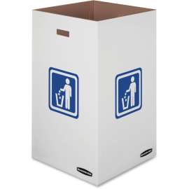 Waste and Recycling Bin, 42 gal, White, 10/Carton