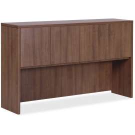 Lorell Hutch with Doors - 70.9" x 14.8" x 36" - Walnut - Essentials Series
