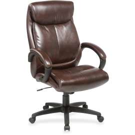 Lorell Leather High-back Nylon Base Exec Chair