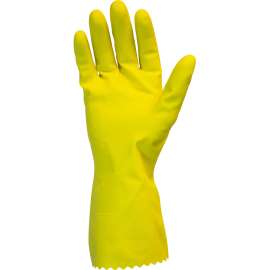 Safety Zone Yellow Flock Lined Latex Gloves, Yellow, Large
