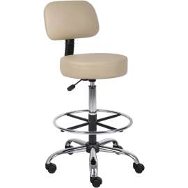 Boss Medical Stool with Backrest and Footring - Vinyl - Beige