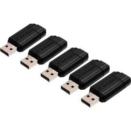 Verbatim - PinStripe™ 8 GB Black USB 2.0 Flash Drive (4 per Pack)
