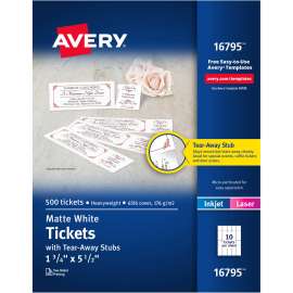 Avery Tear-Away Stubs Matte Printable Tickets