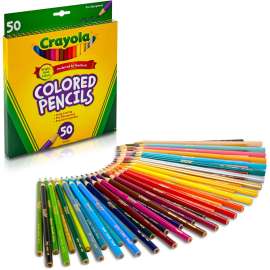 Long Barrel Colored Woodcase Pencils, 3.3 mm, 50 Assorted Colors/Set