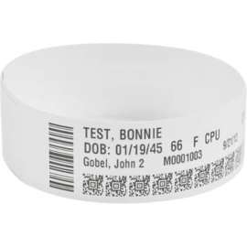 Zebra Technologies Zebra Wristband Polypropylene 1 x 11in Direct Thermal Zebra Z-Band Comfort HC100, 1" Width x 11" Length, Permanent Adhesive, Direct Thermal, White