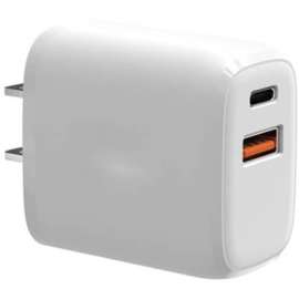 4XEM 38W USB-C and USB-A Charger, 1 Pack, 38 W, 120 V AC, 230 V AC Input, 5 V DC/3 A, 9 V DC, 12 V DC Output