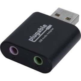 Plugable USB Audio Adapter with 3.5mm Speaker, Headphone and Microphone Jack, Add an External Stereo Sound Card to Any PC, Compatible with Windows, Mac, and Linux