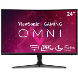 ViewSonic OMNI VX2418C 24 Inch 1080p 1ms 165Hz Curved Gaming Monitor with FreeSync Premium, Eye Care, HDMI and DisplayPort - OMNI VX2418C - 1080p 1ms 165Hz Curved Gaming Monitor with AMD FreeSync Premium - 250 cd/m - 24"