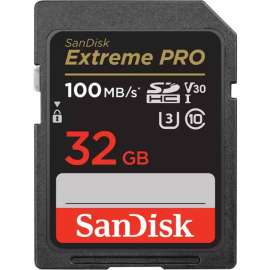 SanDisk Extreme PRO 32 GB Class 10/UHS-I (U3) V30 SDHC, 1 Pack, 100 MB/s Read, 90 MB/s Write, Lifetime Warranty