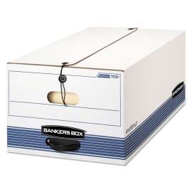 STOR/FILE Medium-Duty Strength Storage Boxes, Legal Files, 15.25" x 19.75" x 10.75", White/Blue, 4/Carton