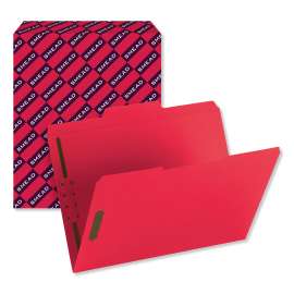 Top Tab Colored Fastener Folders, 0.75" Expansion, 2 Fasteners, Letter Size, Red Exterior, 50/Box
