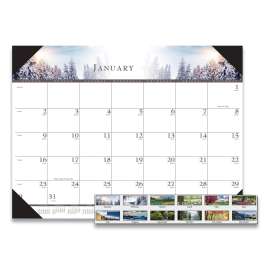 Recycled Full-Color Monthly Desk Pad Calendar, Nature Photography, 22 x 17, Black Binding/Corners,12-Month (Jan to Dec): 2023