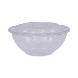 Renewable and Compostable Salad Bowls with Lids, 24 oz, Clear, Plastic, 50/Pack, 3 Packs/Carton