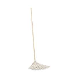 Handle/Deck Mops, 12 oz White Cotton Head, 48" Oak Wood Handle, 6/Pack