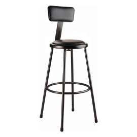 NPS - 6400 Series Black Vinyl Padding Steel 30" Science Stools with Backrest