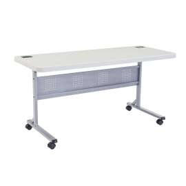 NPS - BPFT Series Speckled Gray Plastic 60"L x 24"D Flip-N-Store Training Table with Steel Frame