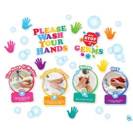 Healthy Bubbles Smart Poly Mini Bulletin Board Set Washing Your Hands Set, 36 Pieces