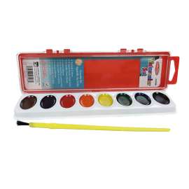 Water Color Set Paint,  Oval Pan w/Brush, 8 Assorted Colors, 1 Set