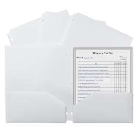 C-Line® Two-Pocket Poly Portfolio with Three-Hole Punch, White