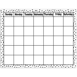 Black Painted Dots on White Calendar Chart, 17" x 22"