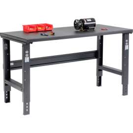 Global Industrial 60x30 Adjustable Height Workbench C-Channel Leg - Steel Square Edge - Black