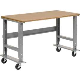 Global Industrial 60x36 Mobile Adj. Height C-Channel Leg Workbench - Shop Top Square Edge