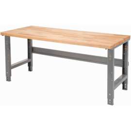 Global Industrial Adjustable Height Workbench, C-Channel Leg, Maple Square Edge, 60"W x 30"D
