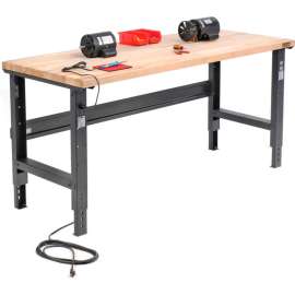 Global Industrial 72 x 36 Adjustable Height Workbench, C-Channel Leg, Maple Square Edge, Black
