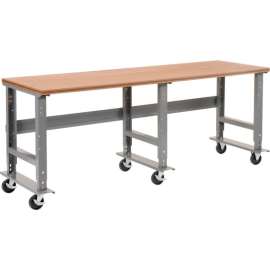 Global Industrial 96x36 Mobile Adj. Height C-Channel Leg Workbench - Shop Top Square Edge