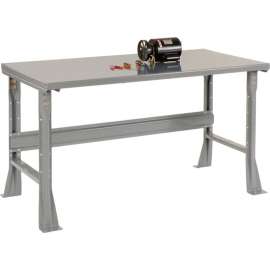 Global Industrial Flared Leg Workbench w/ Steel Square Edge Top, 48"W x 30"D, Gray